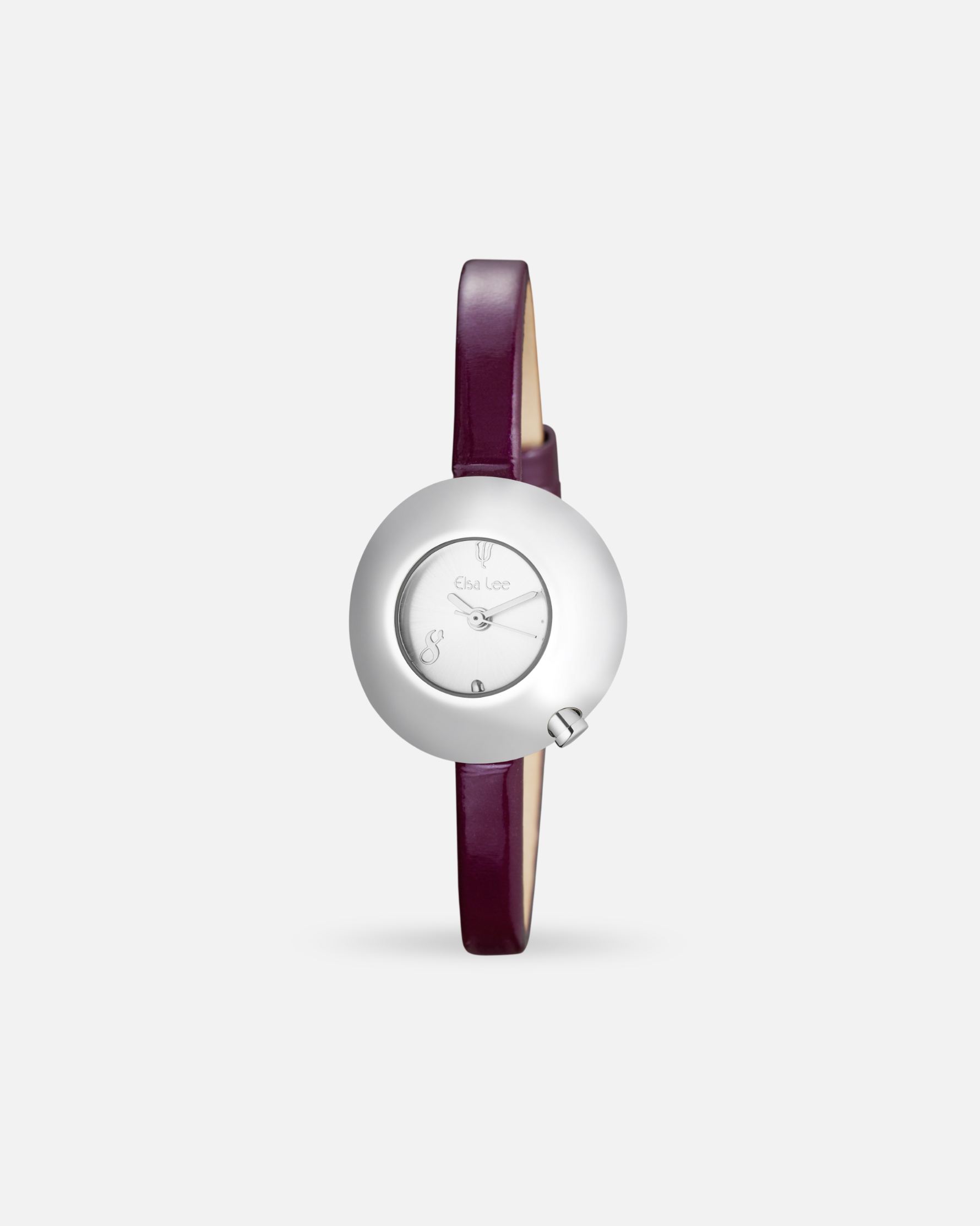 Montre BULLE – Cadran Blanc & Bracelet Cuir Violet