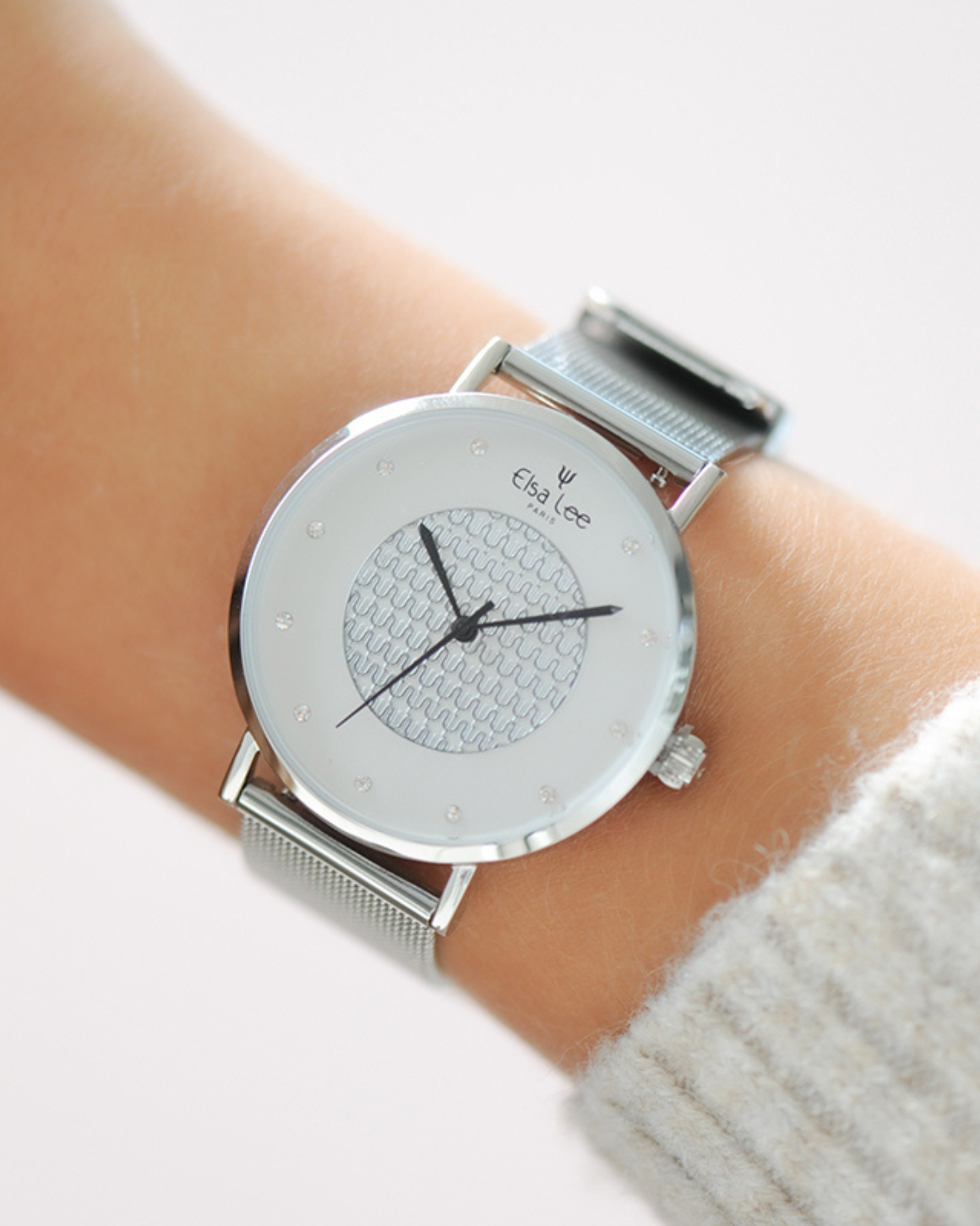 Montre SELENE 36 mm – Acier Argenté & Cadran Blanc | Bracelet Interchangeable + Bracelet Cuir Offert