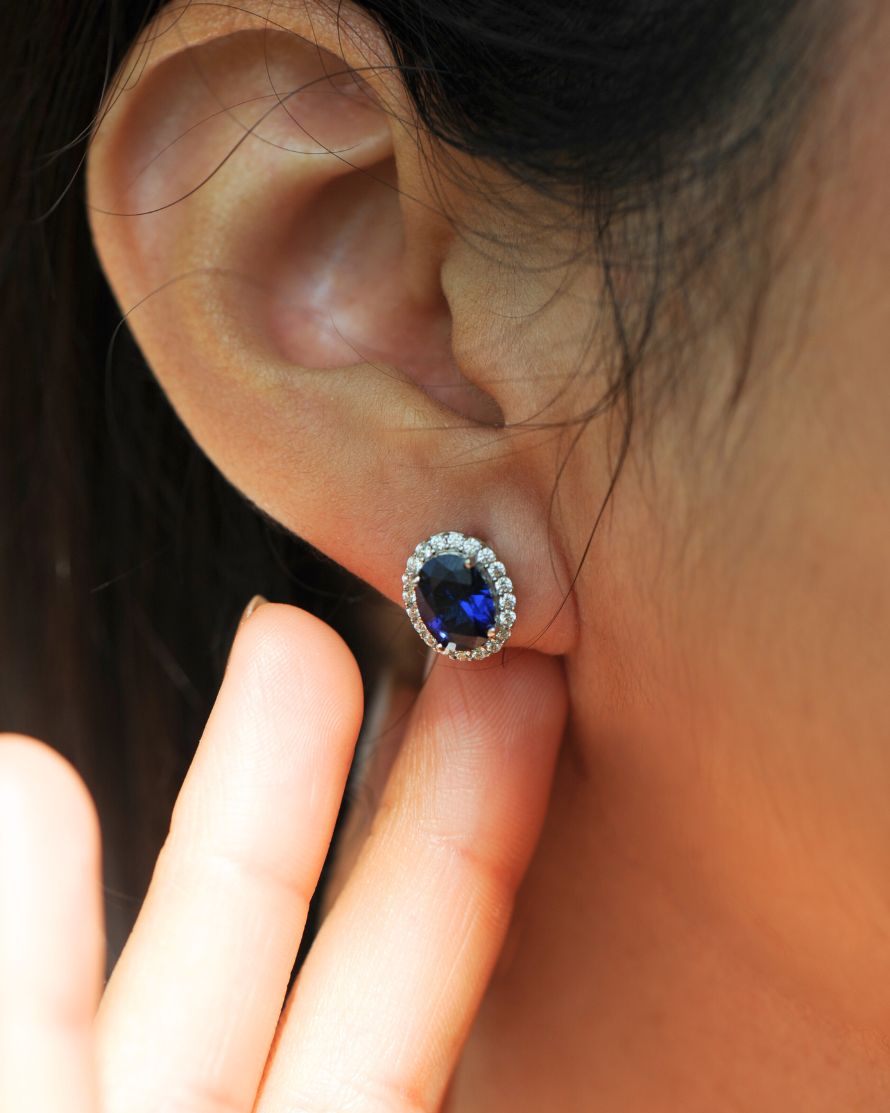 Traditional Sapphire Earrings – 925 Silver