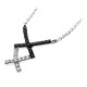 Collier croix noir et blanc en argent 925 par Elsa Lee - Collier noir et blanc croix