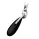 Elsa Lee Paris fine 925 sterling silver necklace - black enamel pendant with clear Cubic Zirconia