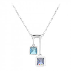 Purple and Blue Square pendants Silver Necklace