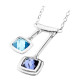 Purple and Blue Square pendants Silver Necklace