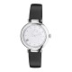 Feminin watch with its grey blue leather straps and silver dial by Elsa Lee 