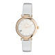 Elsa Lee Paris watch, with a silver case and a white leather strap