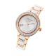 Elsa Lee Paris watch with a steel and ceramic strap, gold tone case with clear Cubic Zirconia