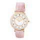 Elsa Lee Paris watch for women, gold tone case filled up with Cubic Zirconia and pink leather strap