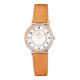 Elsa Lee Paris watch for women, gold tone case filled up with Cubic Zirconia and orange leather strap
