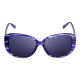 Elsa Lee Paris sunglasses, with a modern blue frame and transparent stripes