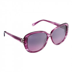 Elsa Lee Paris sunglasses, with a modern purple frame and transparent stripes