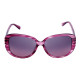 Elsa Lee Paris sunglasses, with a modern purple frame and transparent stripes