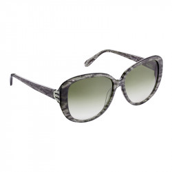 Elsa Lee Paris sunglasses, with a modern brown frame and transparent stripes