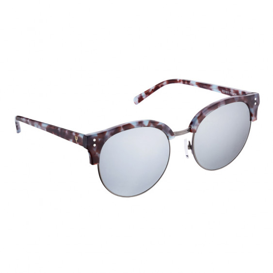 Lunettes de soleil demi cerclees Elsa Lee Paris couleurs marron et bleue