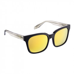 Elsa Lee Paris sunglasses, modern square frame made of black plastic, yellow lenses and transparent temples