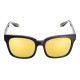 Elsa Lee Paris sunglasses, modern square frame made of black plastic, yellow lenses and transparent temples