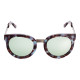 Lunettes de soleil Elsa Lee Paris, monture forme ronde en plastique de couleur marron et bleue