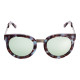 Elsa Lee Paris vintage sunglasses, round plastic frame in brown and blue with gold tone symbol on temples