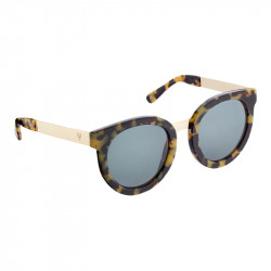 Lunettes de soleil Elsa Lee Paris, monture forme ronde en plastique de couleur noire et verte