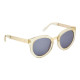 Elsa Lee Paris vintage sunglasses, round transparent plastic frame, with gold tone symbol on temples