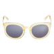 Elsa Lee Paris vintage sunglasses, round transparent plastic frame, with gold tone symbol on temples