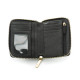Black leather wallet from Elsa Lee Paris, mini companion with interior in fabric 14x11cm 