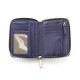 Purple leather wallet from Elsa Lee Paris, mini companion with interior in fabric 14x11cm 
