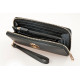 Compagnon Classique, portefeuille Elsa Lee Paris en cuir de veau noir, multiples rangements, emplacement pour smartphone