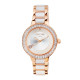 Elsa Lee Paris watch with a steel and ceramic strap, gold tone case with clear Cubic Zirconia