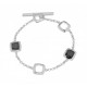 Toggle clasp silver bracelet with black square design 