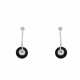 Elsa Lee Paris Silver Sterling Dangling Earrings with cubics zirconia and black enamel