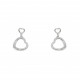 Elsa Lee Paris - Heart Shaped Silver Sterling, rhodium plated, dangling earrings, with 2 cubics zirconia 