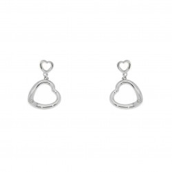 Elsa Lee PARIS - Boucles d'oreilles pendantes Coeur, Argent 925 rhodié, ornées de 2 oxydes de zirconium. 