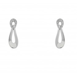 Boucles d'Oreilles Elsa Lee Paris, Argent 925, motif Infinity, avec oxydes de Zirconium incolores sur la première partie du moti