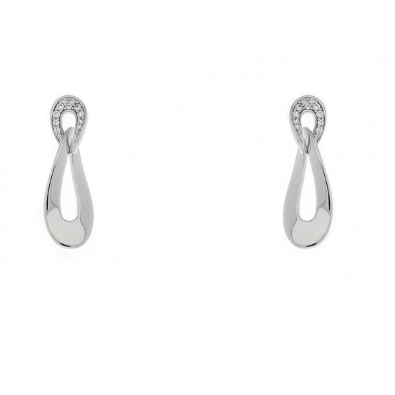Elsa Lee Paris Silver Sterling dangling earrings with "Infinity" shape and cubics zirconia