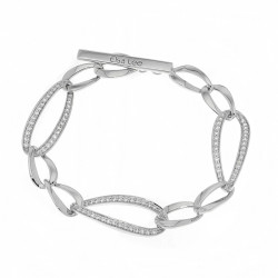 Bracelet Infinity avec trois larges maillons recouverts de Zirconiums incolores