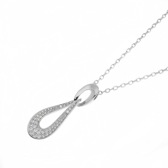 Collier Elsa Lee Paris, motif Infinity en Argent 925, avec oxydes de Zirconiums sur la seconde partie du collier