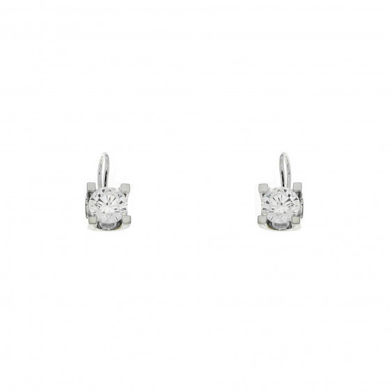 Elsa Lee Paris silver sterling Dangling solo earrings with 2 whites cubics Zirconia 