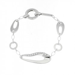 Bracelet Elsa Lee Paris en Argent 925, modèle gouttes d'eau avec oxydes de Zirconium incrustés sur l'un des maillons