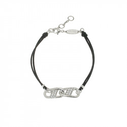 Bracelet Elsa Lee Paris, modèle menottes, avec oxydes de Zirconium sur cordon double en coton noir