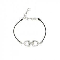 Bracelet Elsa Lee Paris, modèle Attaches, avec oxydes de Zirconium sur cordon en coton noir