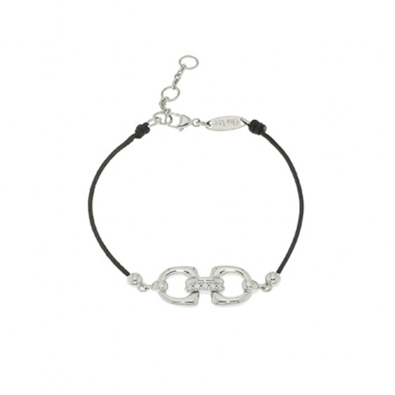 Bracelet Elsa Lee Paris, modèle Attaches, avec oxydes de Zirconium sur cordon en coton noir