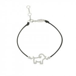 Bracelet Elsa Lee Paris, modèle bélier, avec oxydes de Zirconium sur cordon en coton noir