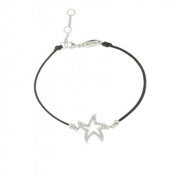 Bracelet Elsa Lee Paris, modèle étoile de mer, avec oxydes de Zirconium sur cordon en coton noir