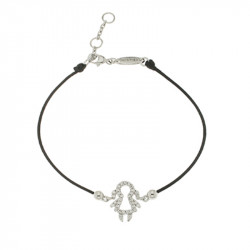 Bracelet Elsa Lee Paris, modèle petite fille, avec oxydes de Zirconium sur cordon en coton noir