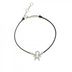 Bracelet Elsa Lee Paris, modèle petit garçon, avec oxydes de Zirconium sur cordon en coton noir