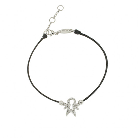 Bracelet Elsa Lee Paris, modèle petit garçon, avec oxydes de Zirconium sur cordon en coton noir