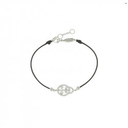 Bracelet Elsa Lee Paris, modèle coccinelle, avec oxydes de Zirconium sur cordon en coton noir