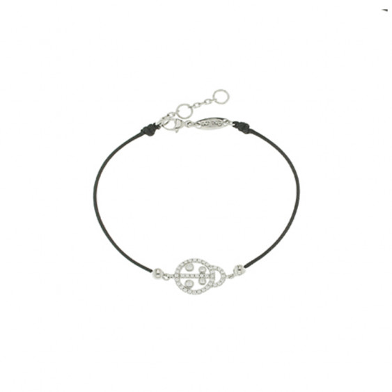 Bracelet Elsa Lee Paris, modèle coccinelle, avec oxydes de Zirconium sur cordon en coton noir