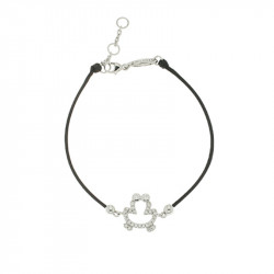 Bracelet Elsa Lee Paris, modèle grenuille, avec oxydes de Zirconium sur cordon en coton noir