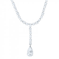 Collier Elsa Lee Paris tour de cou, Argent 925, avec un oxyde de Zirconium pendant taille poire